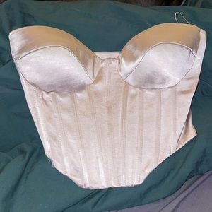 Zara satin pearl gray corset